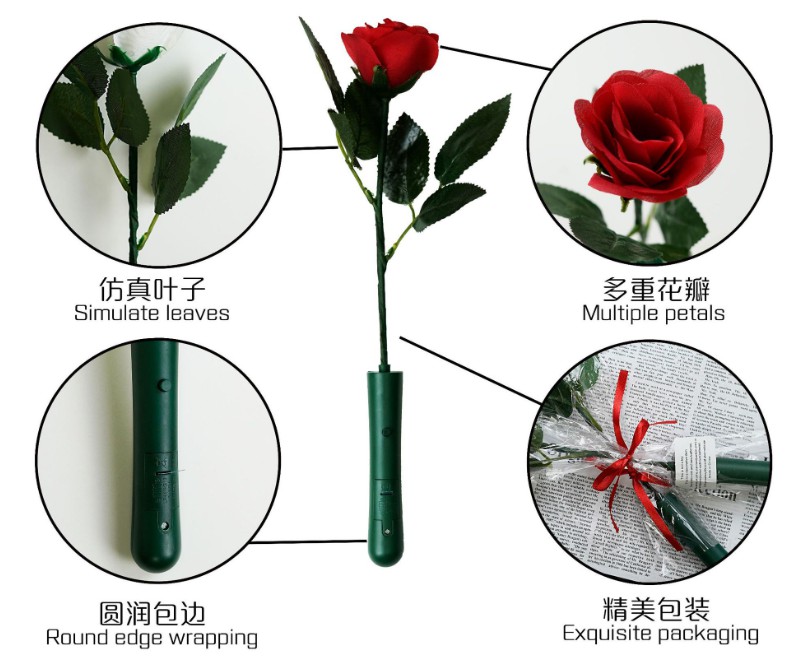 發(fā)光玫瑰LED閃光仿真手柄玫瑰花七夕情人節(jié)創(chuàng)意禮物