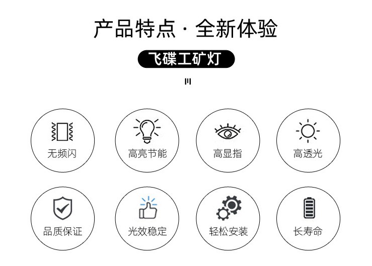 防水防塵車間照明LED工礦燈大功率廠房戶外UFO飛碟燈